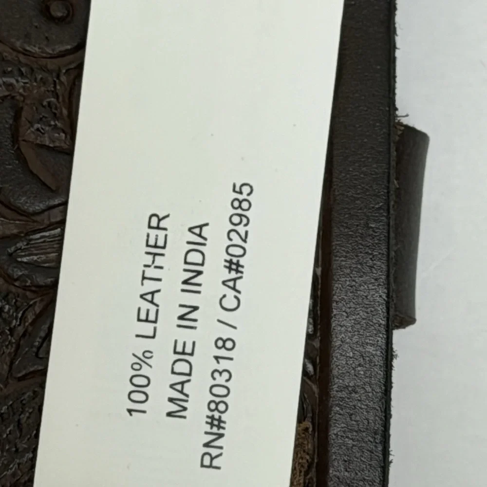 Lucky Brand Men's Size 36 100% Leather Belt Brown Embossed Floral Western NWT